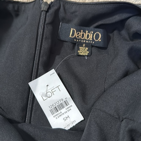 Debbi O. Maternity Dress Small Black Gray Gold Belted Party NWT LOFT - Picture 5 of 7